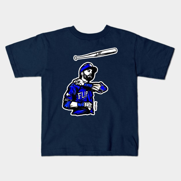 Joey Blue Jay Bats Flip Kids T-Shirt by sketchnkustom